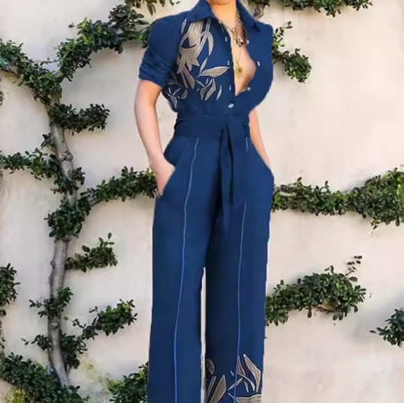 Pants - Spring Summer Ladies Short Sleeve Wide Leg JumpsuitWoman Rompers Women's Fashio